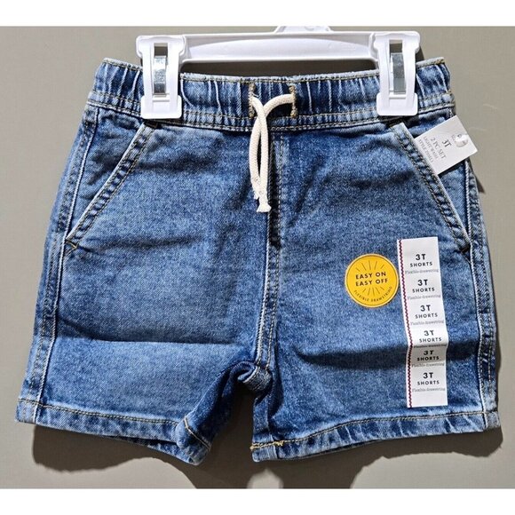 Cat & Jack Boys' 3T Elastic Waist & Drawstring Above Knee 2 Pack Denim Shorts - Picture 4 of 8